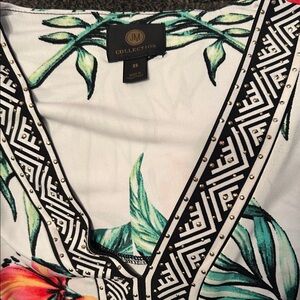 JM Collection Women's Floral Top - White and Black